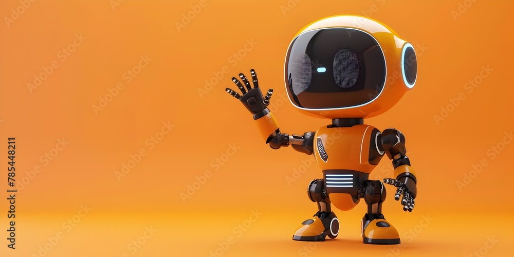 Aufkleber futuristic robot teaching sign language through motion sensors and coded communication