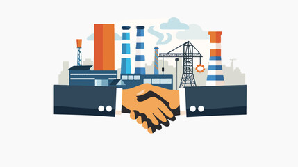 Heavy industry business acquisition deal hand shake.