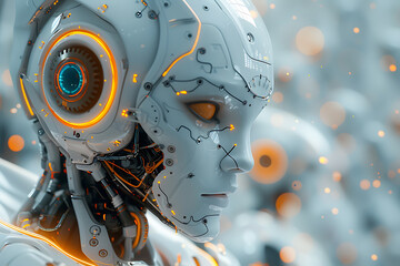 Fototapeta premium Advanced AI Robot at the Heart of Global Connectivity Network