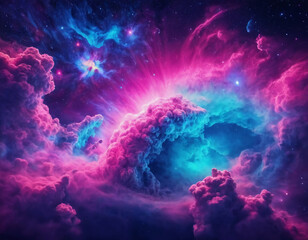 colorful nebula in space wallpaper - obrazy, fototapety, plakaty