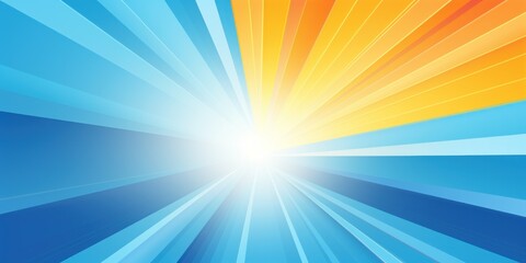 Sun rays background with gradient color, blue and yellow, vector illustration. Summer concept design banner template for presentation