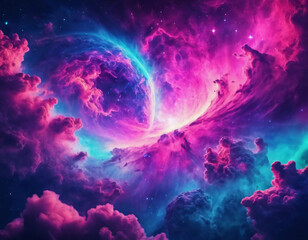 Fototapeta na wymiar colorful nebula in space wallpaper