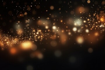 Tan abstract glowing bokeh lights on a black background with space for text or product display