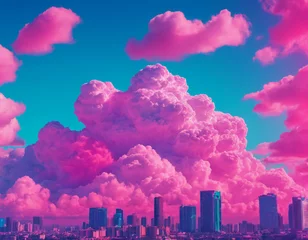 Poster de jardin Roze colorful gradient clouds over blue sky wallpaper