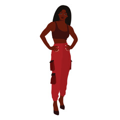 Beautiful black woman in elegant art style vector