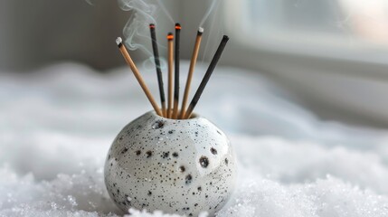 Luxury minimalist ceramic air freshener collection with incense sticks in brutalist design