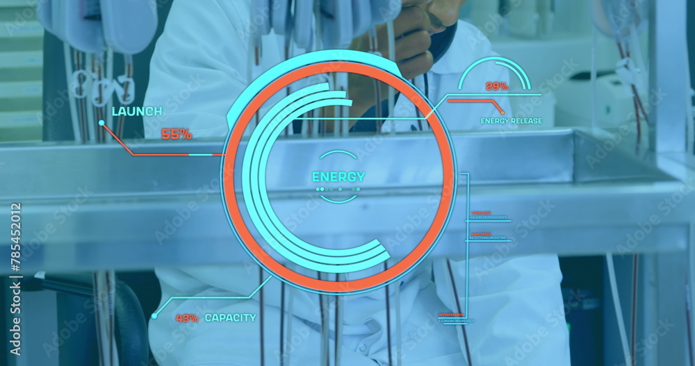 Poster image of digital scan scope over scientist in laboratory