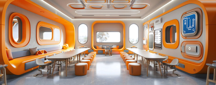 Capture the essence of virtual learning evolution through a visually captivating eye-level angle