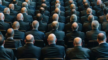 Obraz premium Corporate conference with adult businessmen audience in formal attire