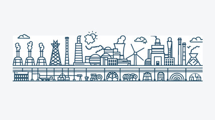 Industry Ecology thin line art icons set Production