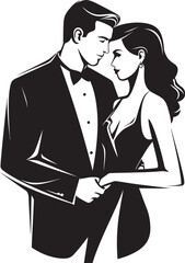 Elegant Ballroom Wedding Couple Vector Illustration