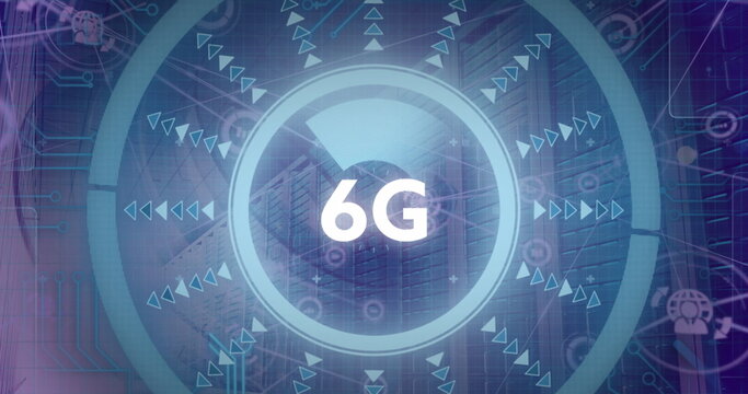 Image of 6g text and data processing over computer servers - Powered by Adobe