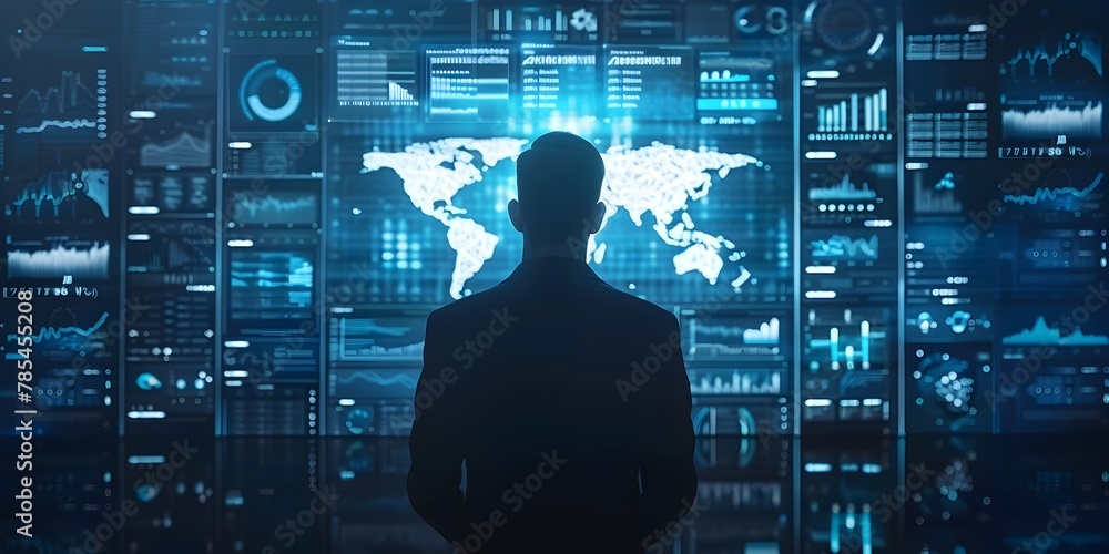 Poster visually monitoring and analyzing critical business data and metrics on a digital dashboard