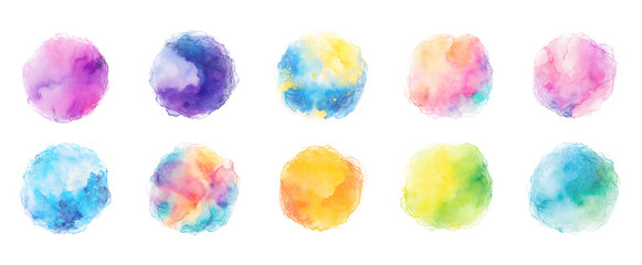 watercolor translucent stain set: background for titles and logos