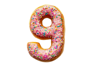 number nine made of donut