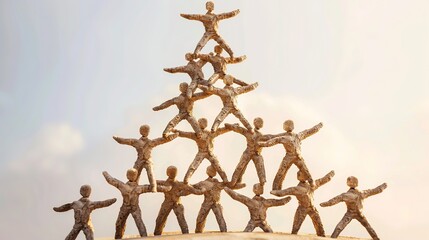 a group of people forming a human pyramid, symbolizing the strength and stability achieved through teamwork