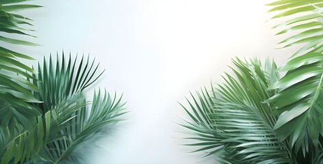 palm tree leaves on white wallpaper