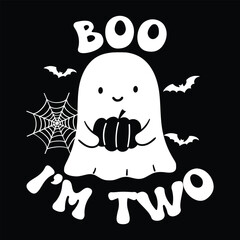 Boo I'M Two Design Vector Illustration Clipart, Quotes Shirt 