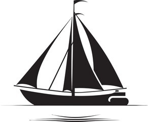 Vector Illustration of a Yacht Sailing Towards a Dazzling Horizon