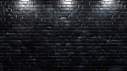 Elegant black brick wall with spotlights, modern background