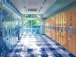 Lokers background , Lockers in the hallway of a school
