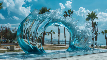 Sculpture Frozen Wave by Victor Bonato in Molos Park 