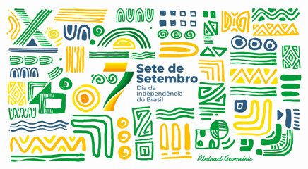brazil independence day geometric abstract background, 7 september brazil.