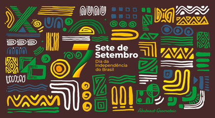 Naklejka premium brazil independence day geometric abstract background, 7 september brazil.