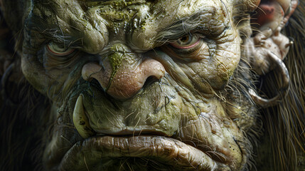 Monstrous Ogre Face - A Chilling Entity From Folklore Legends - obrazy, fototapety, plakaty