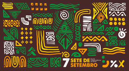 brazil independence day geometric abstract background, 7 september brazil.