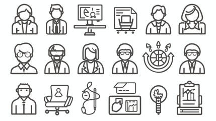 Management  Human resources. Thin line art icons set.