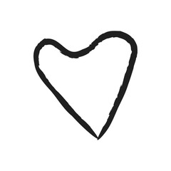 Black hand drawn heart on white background. Vector design element for Valentine's day. grunge hand drawn black heart. love, logo, symbol, card, wedding, greeting card. vector illustration