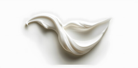 Fototapeta na wymiar A smear of white skin cream on a white background. Cosmetic texture.