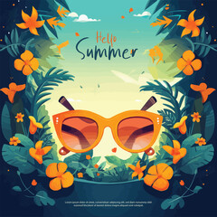 summer background with sunglasses
