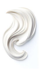A smear of white skin cream on a white background. Cosmetic texture.