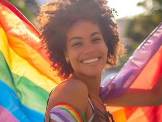 Woman wearing a LGBTI flag