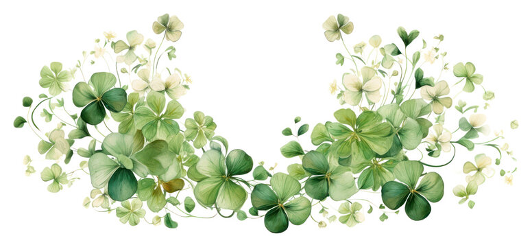 PNG Clovers watercolor frame pattern plant herbs