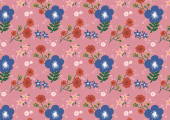 Seamless pattern with flowers and leaves. Great for fabric, textile Vector Illustration