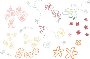 Floral seamless pattern. Pastel colors. Hand drawn vector illustration. Children's drawing.