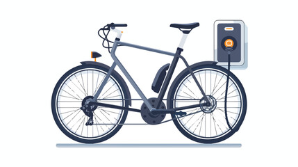 Modern electric bicycle charging its batteries