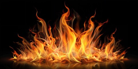 Fototapeta premium fire flames isolated on black background