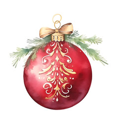 christmas ball watercolor style, illustration.
