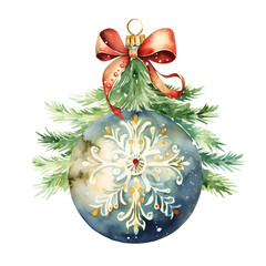 christmas ball watercolor style, illustration.
