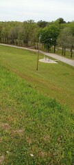 looking downhill at pole