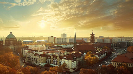 Skyline panoramic view of Berlin Germany. 