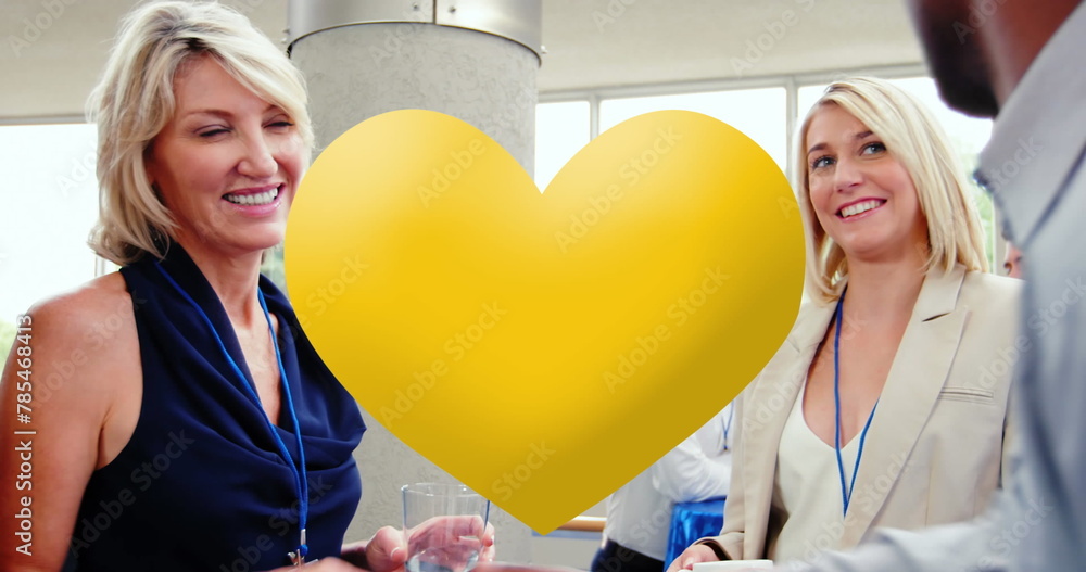 Canvas Prints Image of heart icon over diverse business people