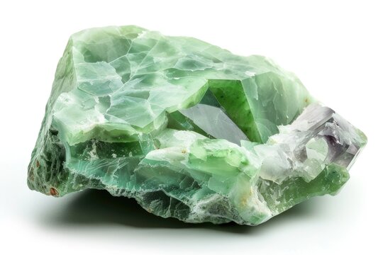 Isolated Jade Stone: A Green Gem Mineral Rock Crystal in White Background for Geology Enthusiast