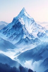 Fototapeta premium A calm morning spreads over frosty peaks, inviting adventurers to witness their grandeur. AI Generated