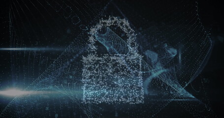 Image of padlock over data processing