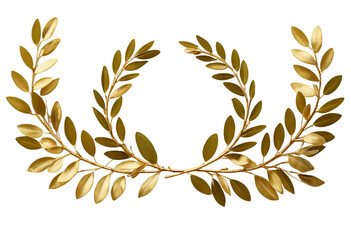 High-Quality Image of Golden Laurel Wreaths on a White Background - obrazy, fototapety, plakaty